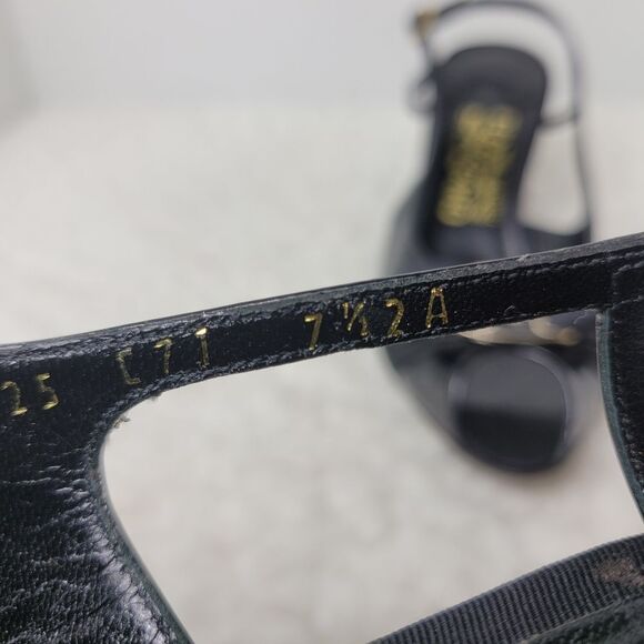 Salvatore Ferragamo Women's Slingback Sandals Sz 7.5 AA Patent Leather Peep Toe - Picture 7 of 9